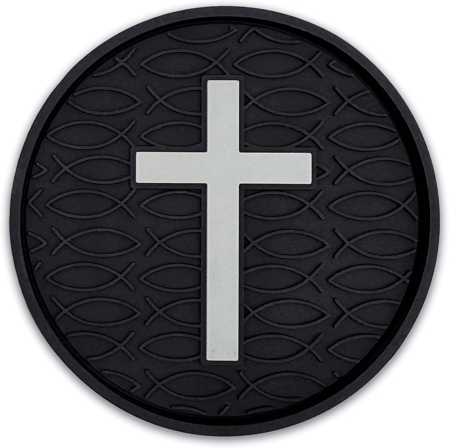 Christian Jesus Fish and Crosses Textured 3D Automotive Religious / Religious 4-pack / Set of 4