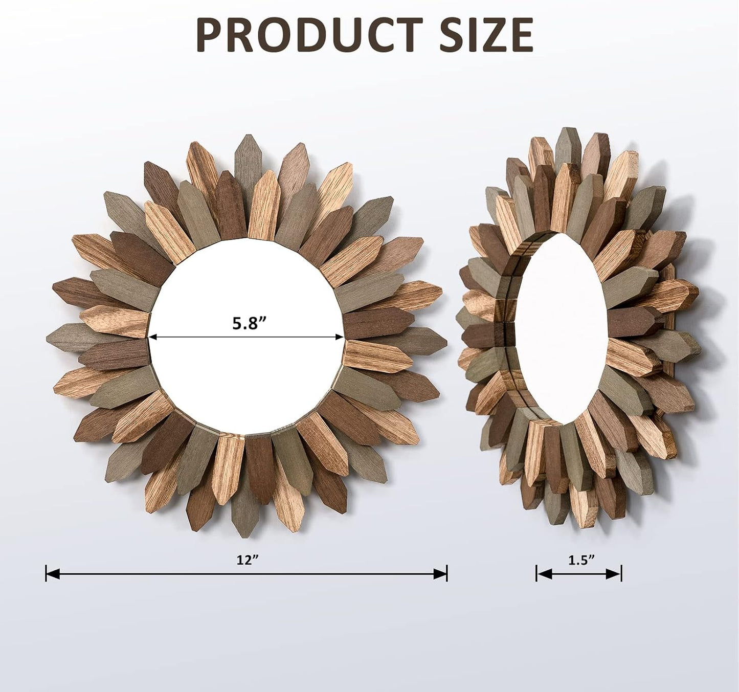 Rustic Wood Sunburst Frame / Tril Color / 12 Inch
