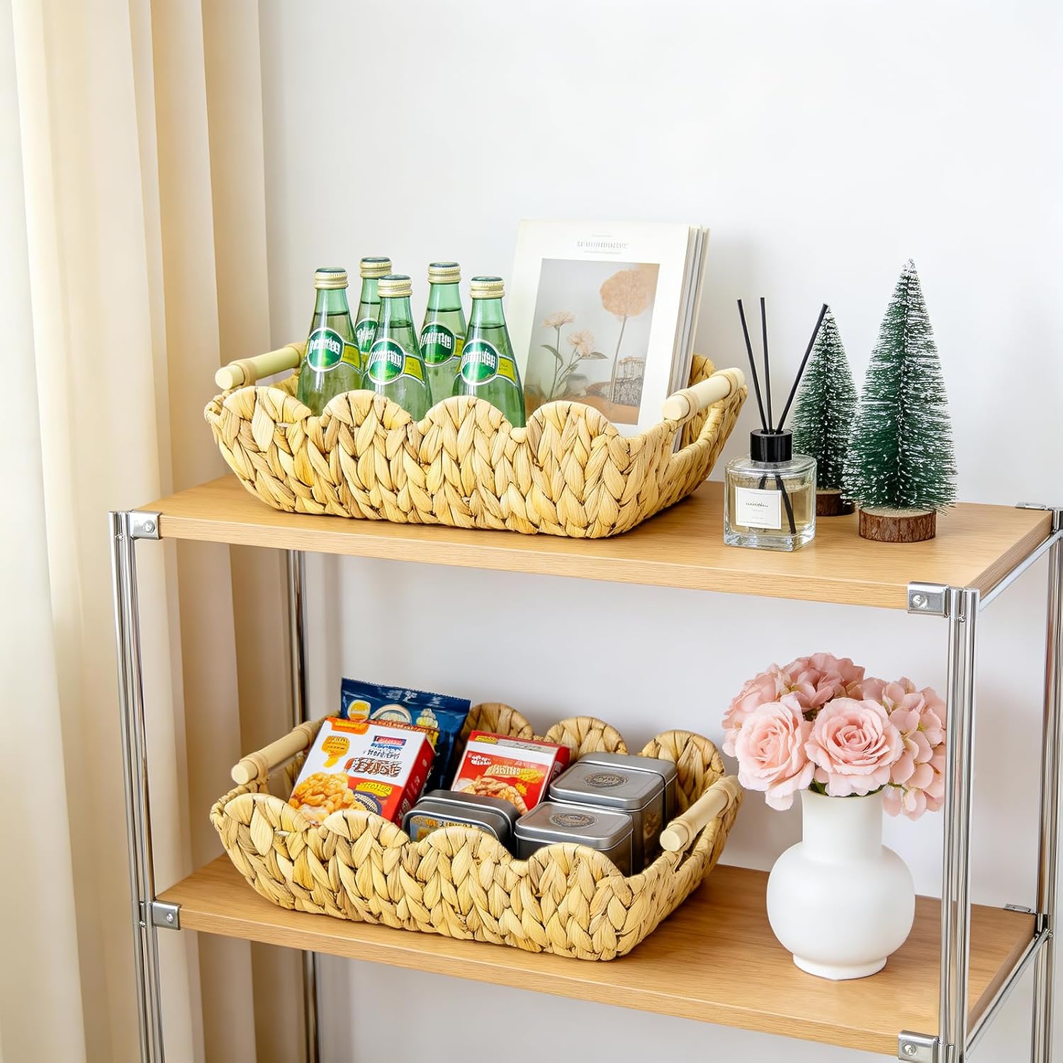 Hand-Woven Rattan Baskets / Oval / Natural / Set of 2