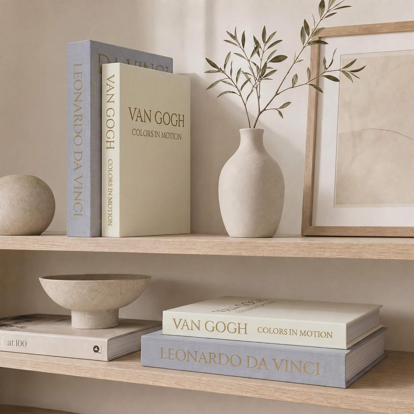 Decorative Linen Book / Grey-beige / Set of 2