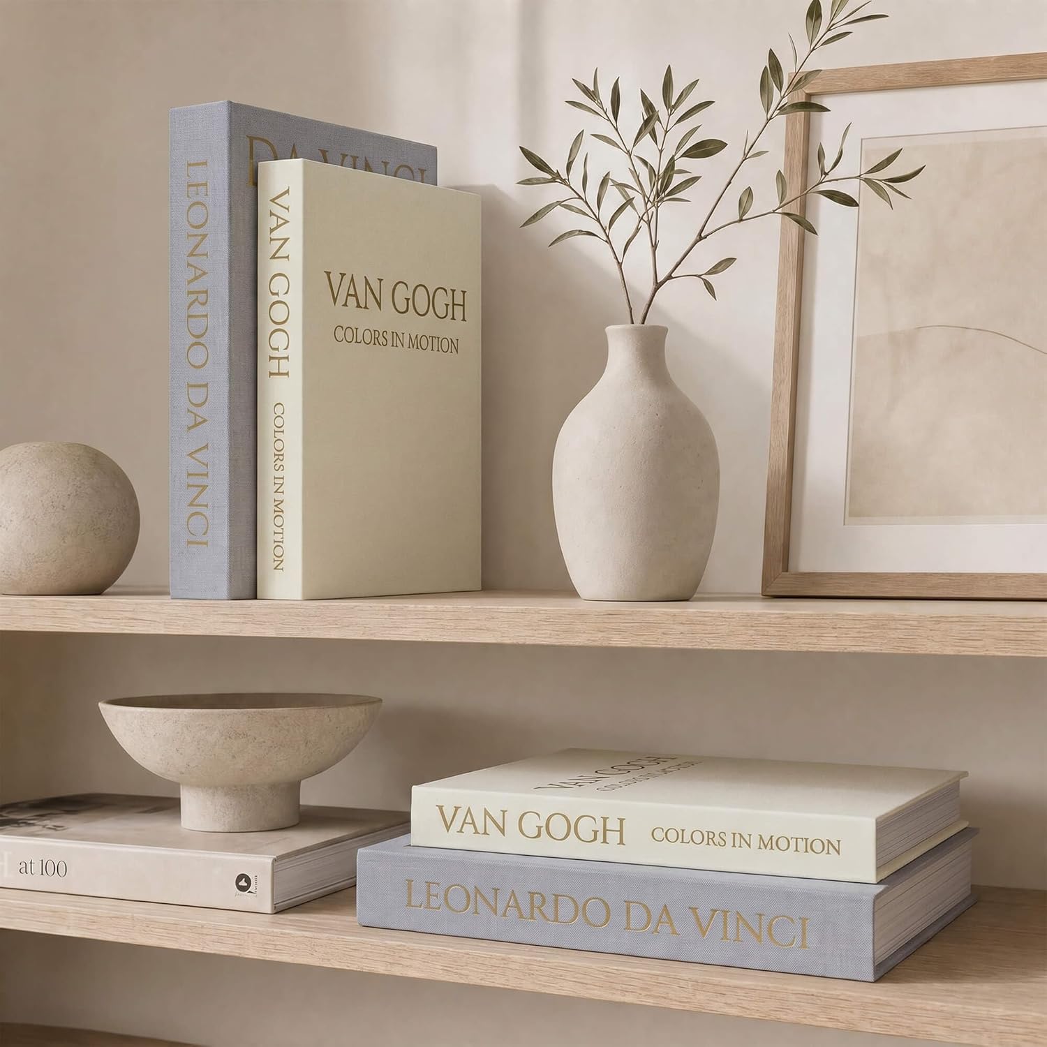 Decorative Linen Book / Grey-beige / Set of 2