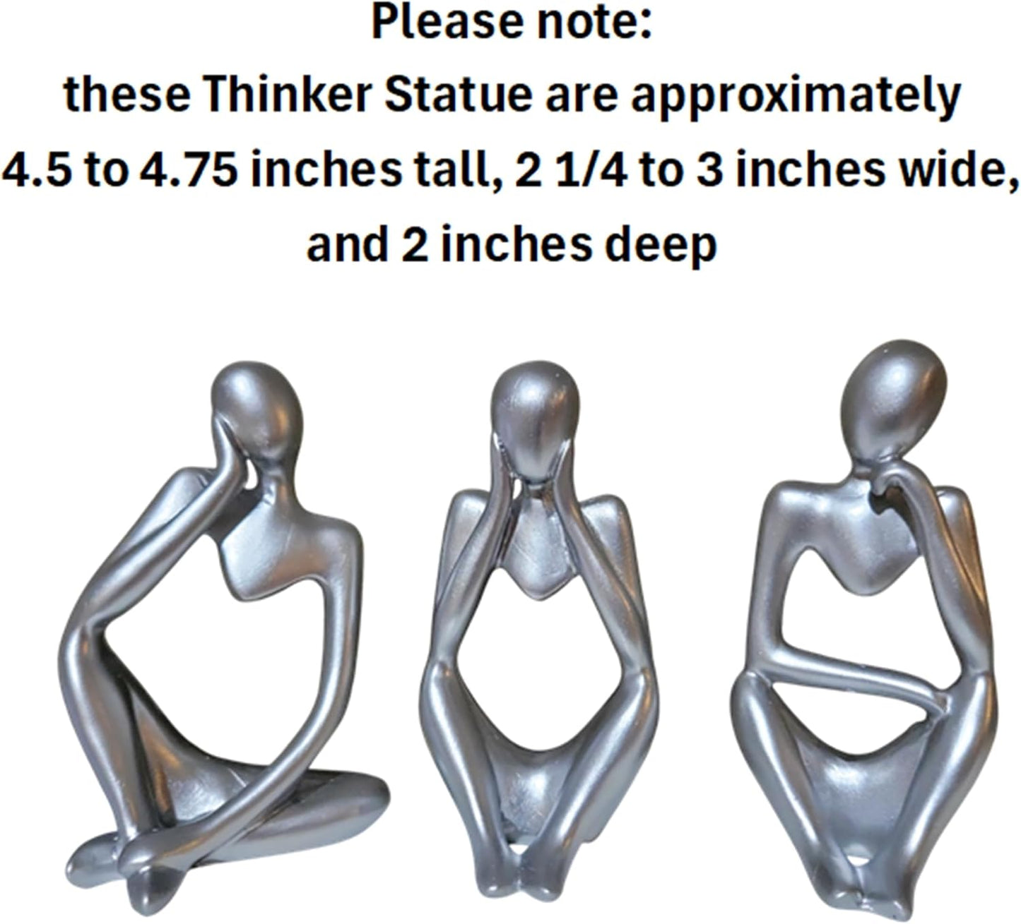 Thinker Abstract Sculpture Resin Statues Collectible Figurines / Silver / Set of 3