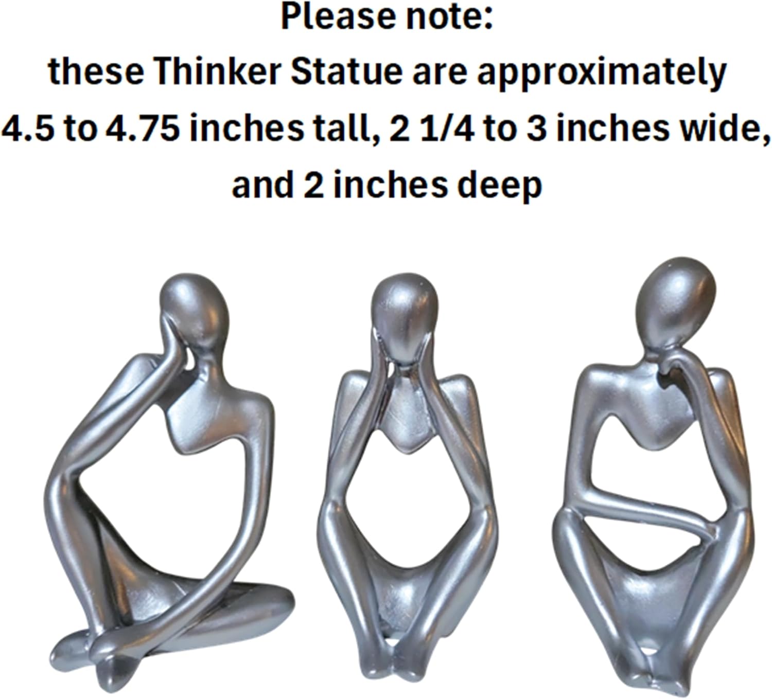 Thinker Abstract Sculpture Resin Statues Collectible Figurines / Silver / Set of 3