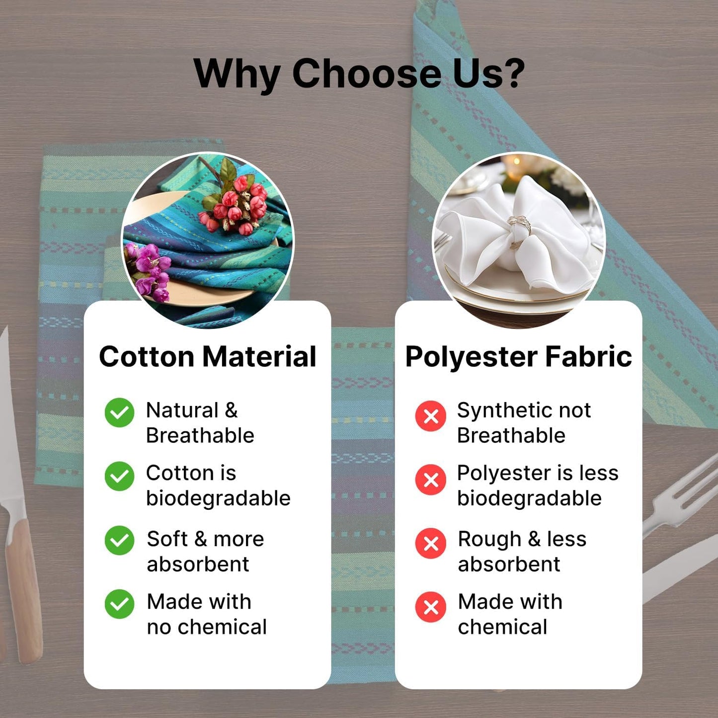 LFH Home Cotton Rich Cloth Salsa Napkin Set of 12 Washable Soft Durable Striped Table Napkins for Dining Wedding, Daily