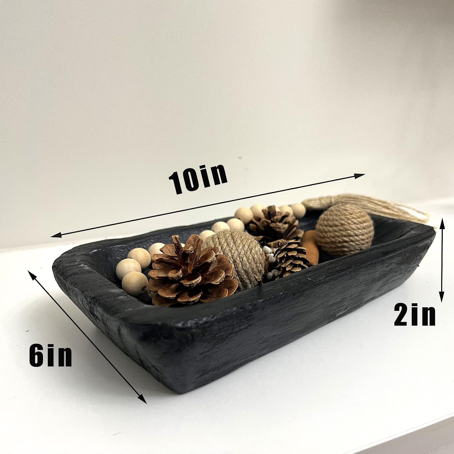 Wooden Dough Bowl Decor / 10inch Black