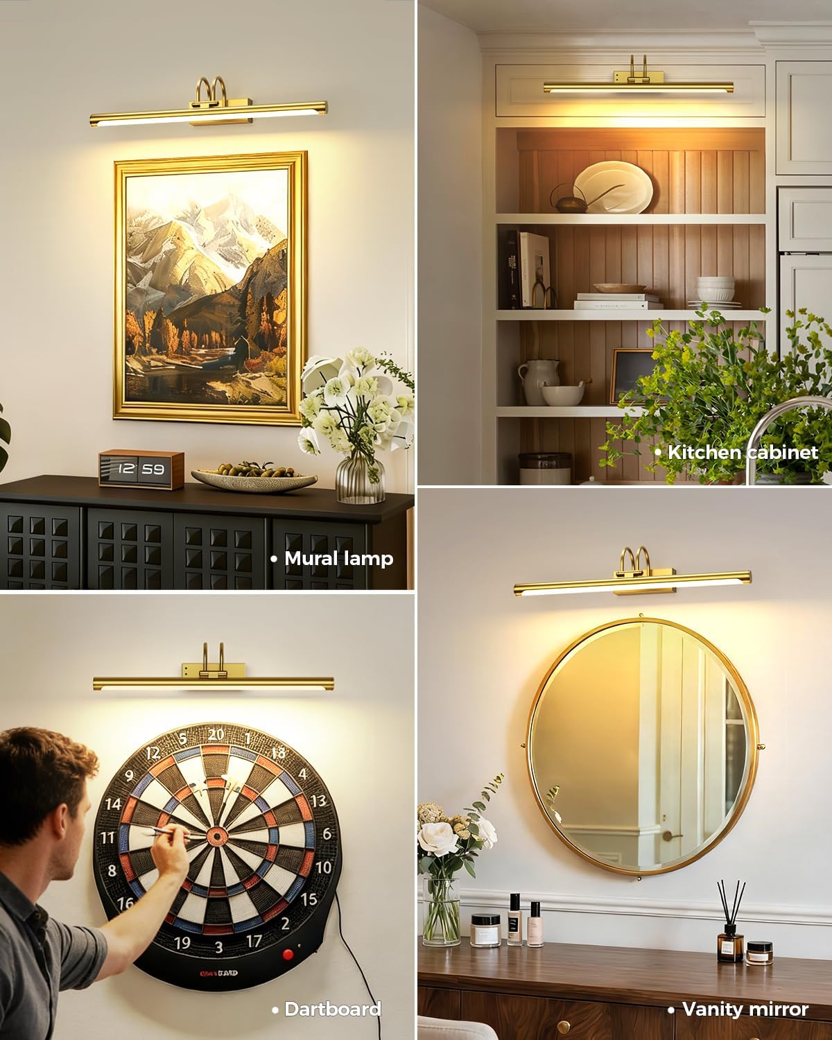 23.6″ Wireless Rechargeable Picture Light with Remote, Large Battery Operated Wall Light for Paintings & Art, Dimmable