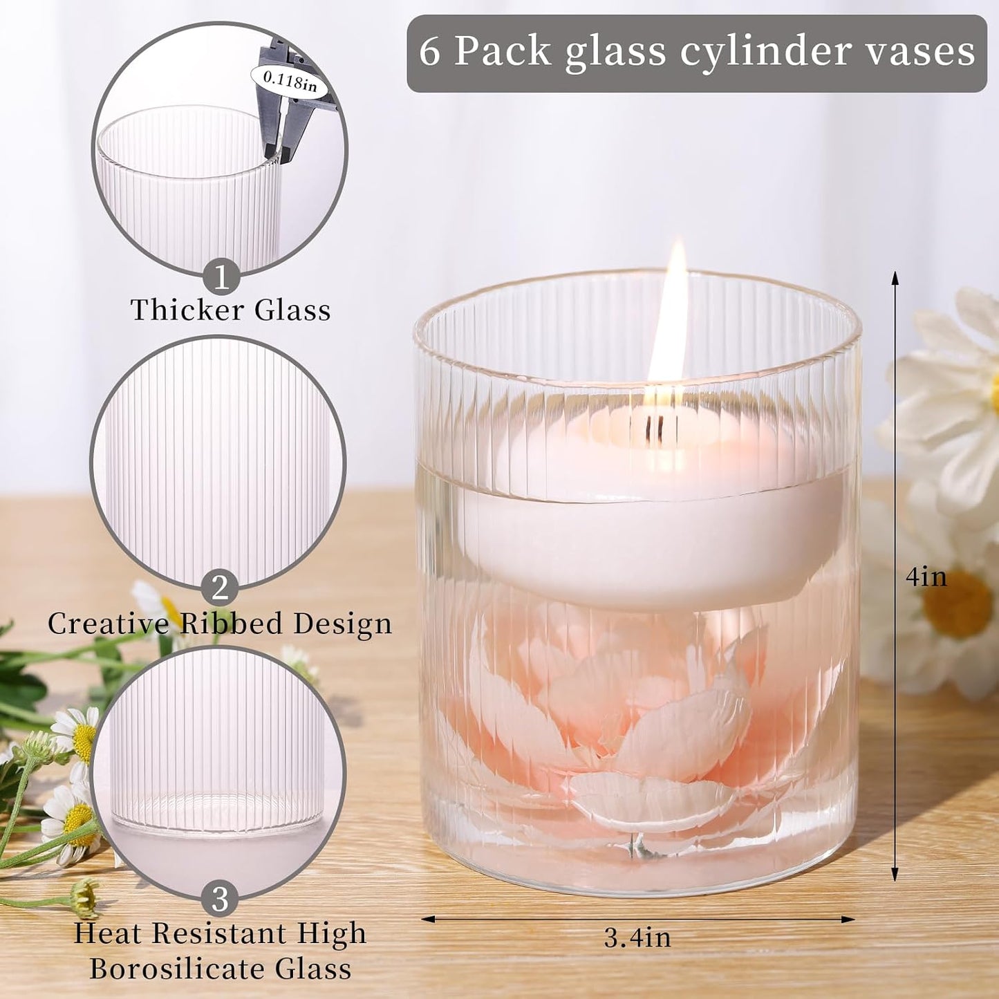 Glass Flower Vases / 4in / Clear