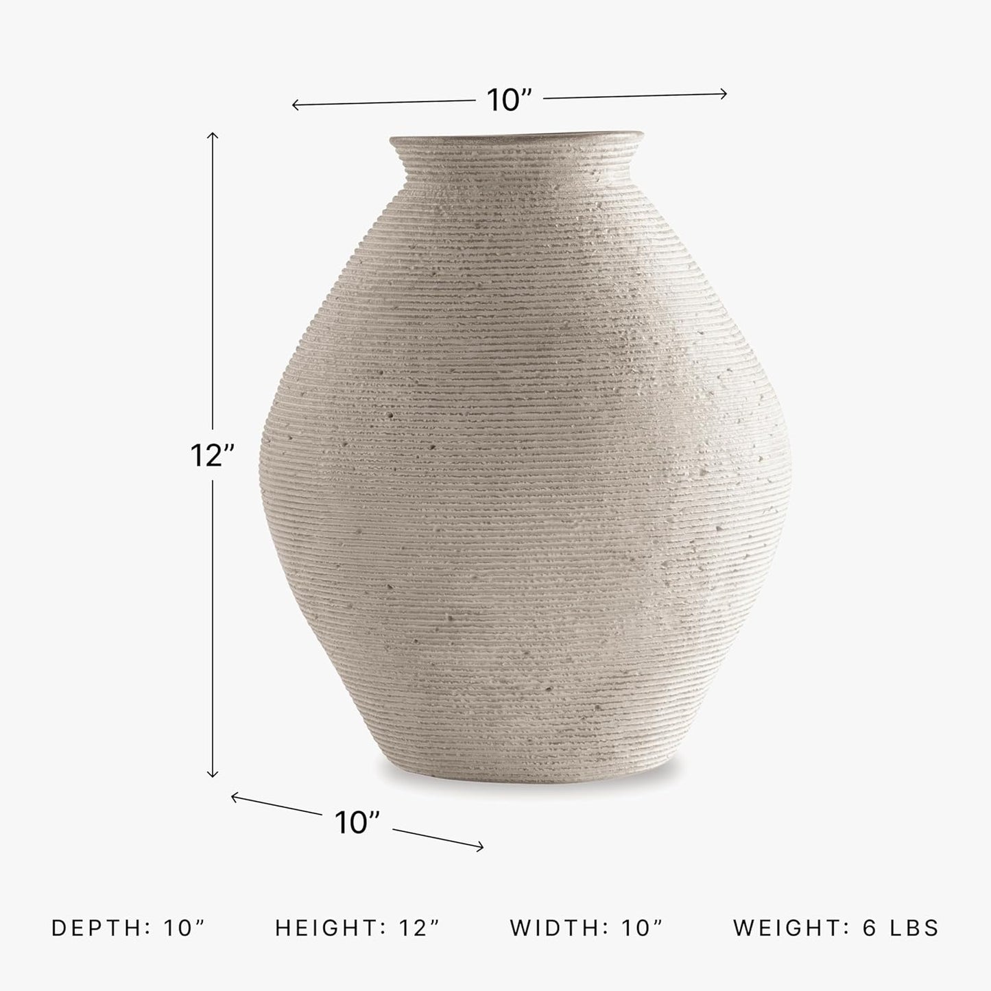 Hannela " Modern Distressed Polyresin Vase / 12 Inch / Tan