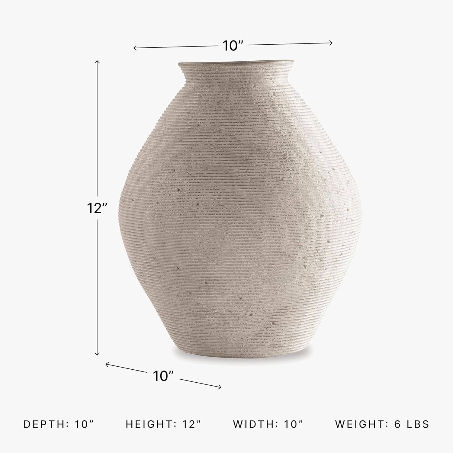 Hannela " Modern Distressed Polyresin Vase / 12 Inch / Tan