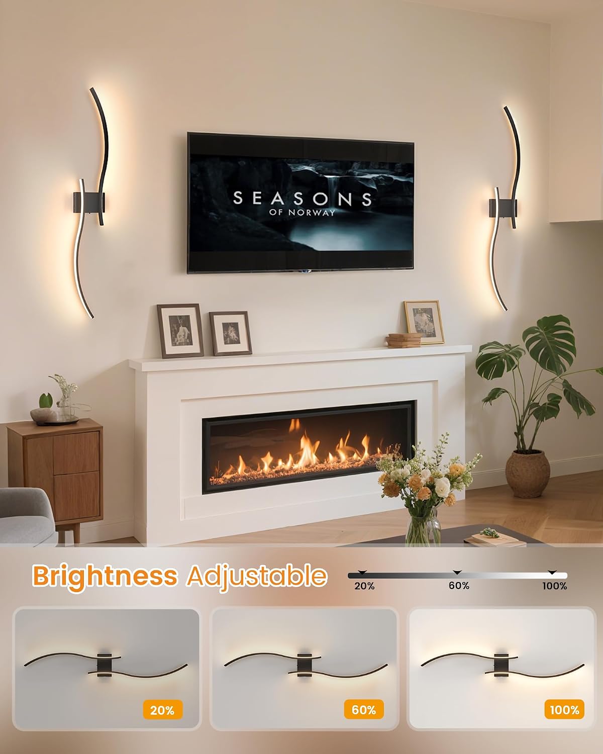 VOLISUN Battery Operated Wall Sconces Set of Two, 39.4 inch Wireless Wall Sconces, 3000K-6500K Dimmable Wall Lamps with