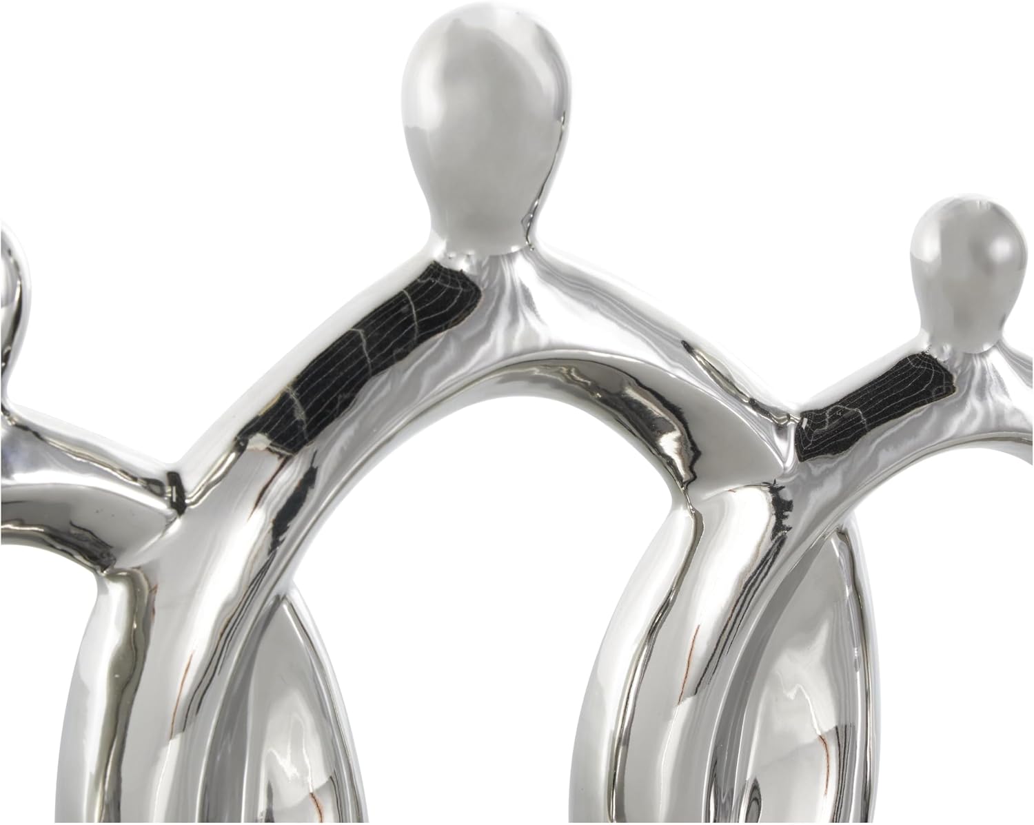 Ceramic Family 3 Figure Sculpture / Silver / 2 x 1 x 10