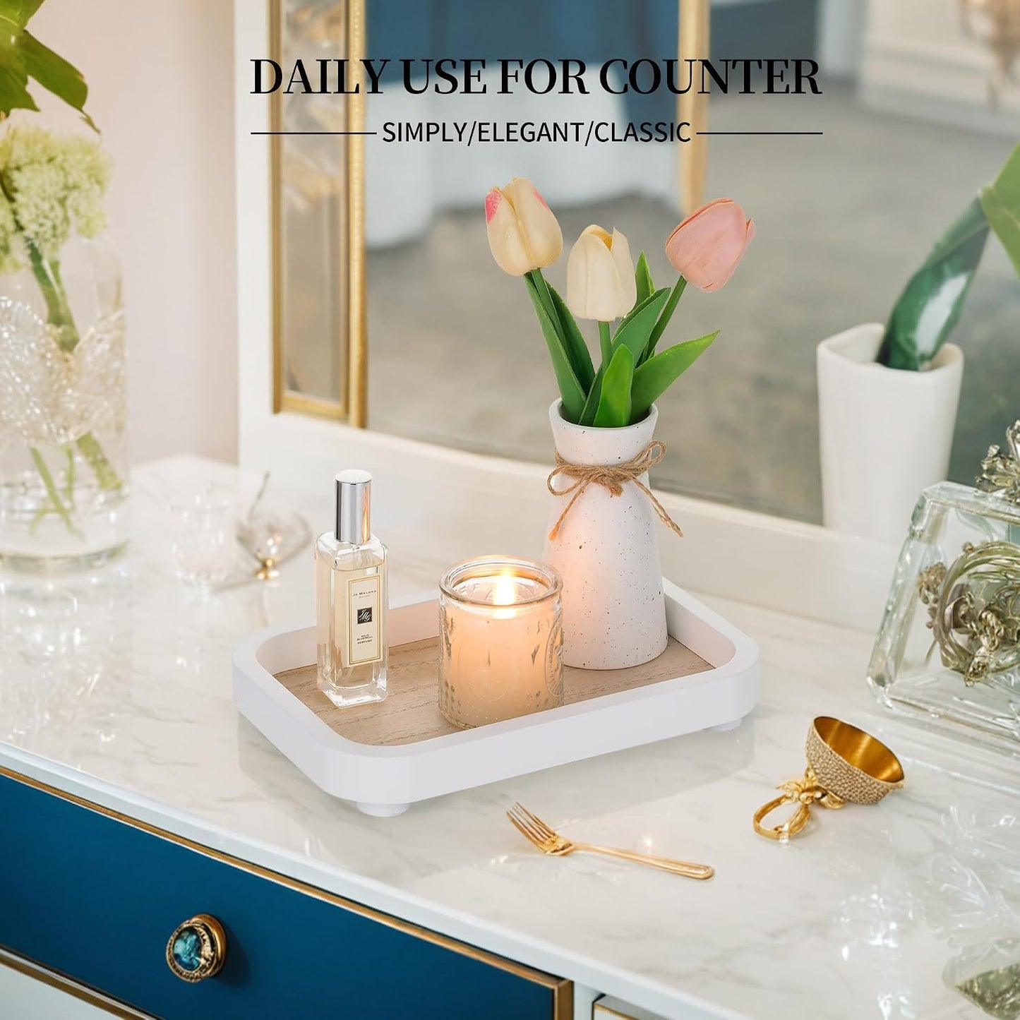 Wood Stand Riser Rectangular / White