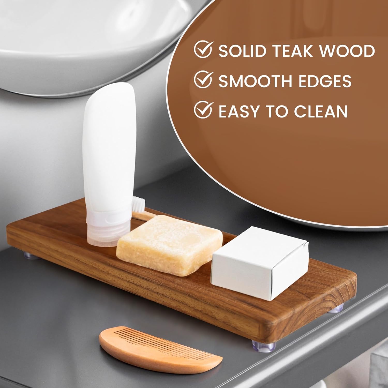 Solid Teak Wood Riser Tray / Teaktray1 / 12.6 x 5