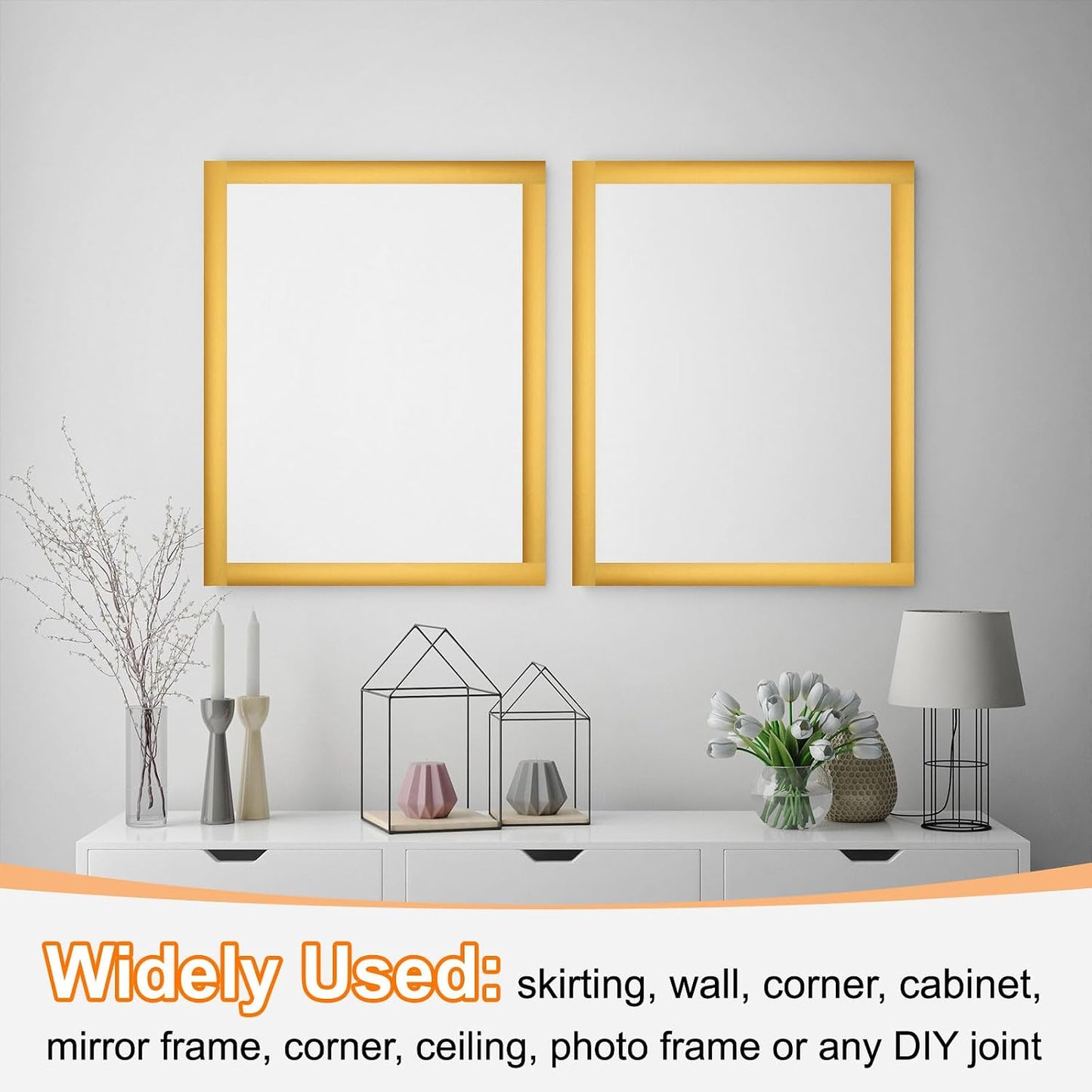 Mirror Border Peel and Stick Wood Grain Tape ft Foil Self-Adhesive / Brushed Silver / 2 x 39 / FT