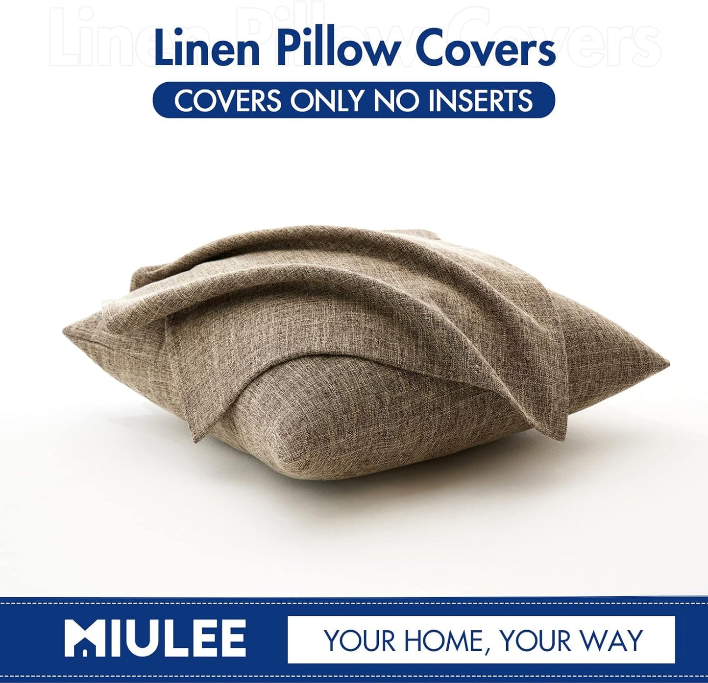 Decorative Linen Burlap Pillow Covers Farmhouse Boho Accent Pillowcases / 18 x 18 / Brown / Set of 2