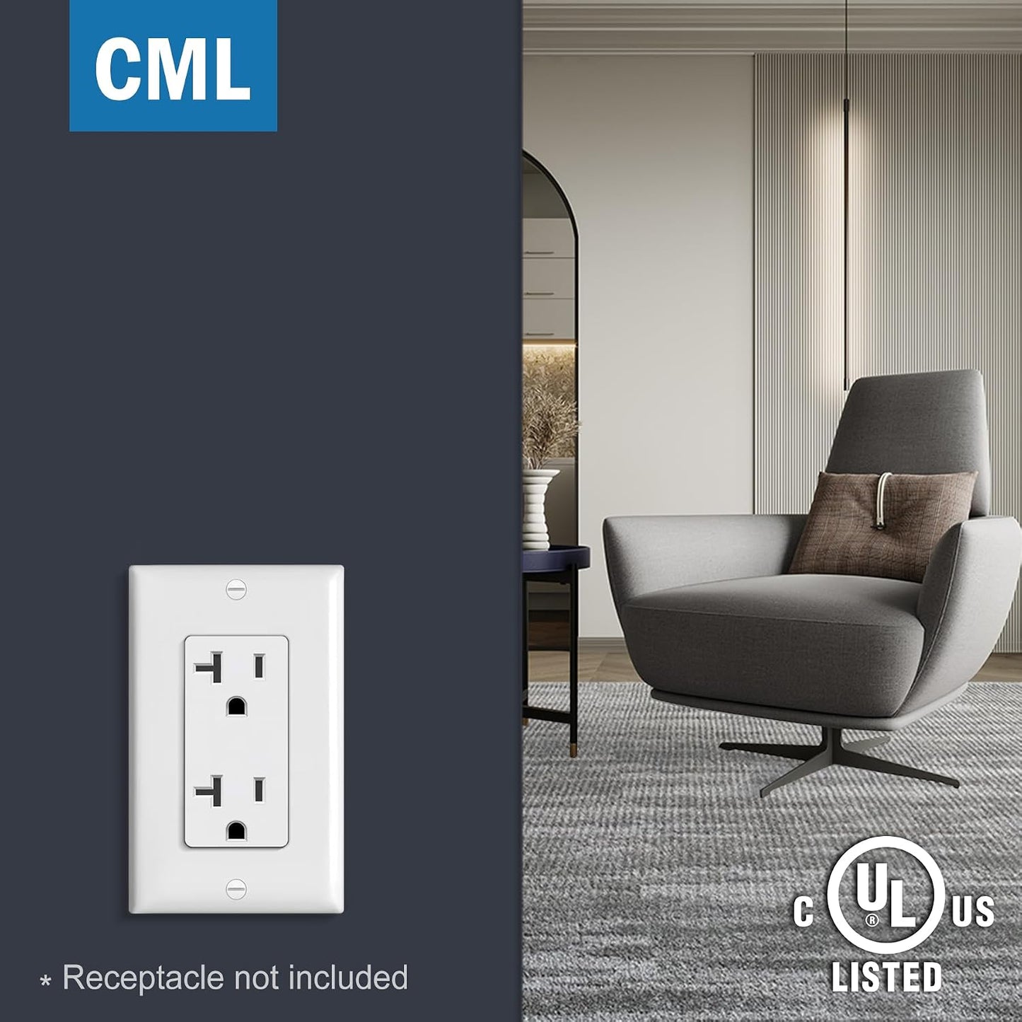 CML Decorator Wall Plates, 100 Pack Electrical Outlet Receptacle Covers, 1-Gang Switch Plates, Standard Size 2.76” x