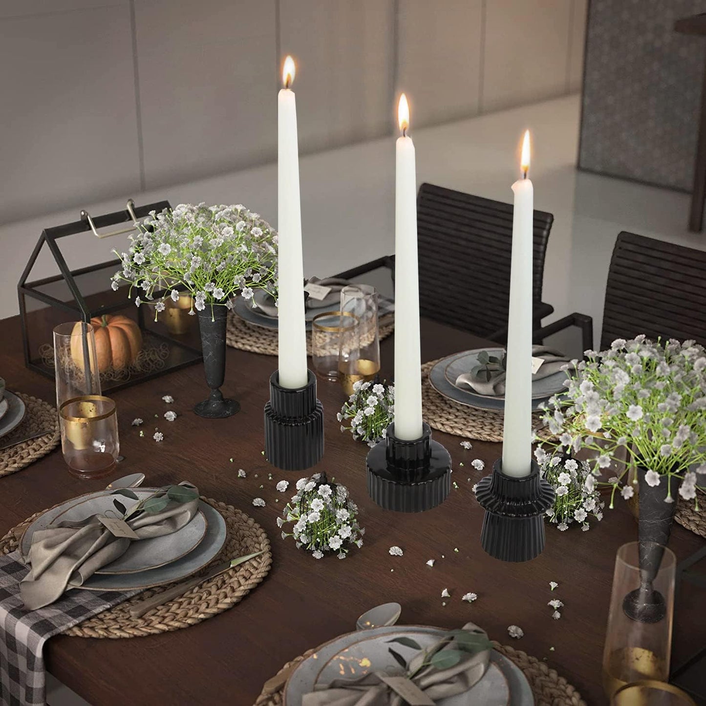Vixdonos Taper Glass Candlestick Holders Tealight Candle Holders for Table Centerpieces, Wedding Decor and Dinner Party