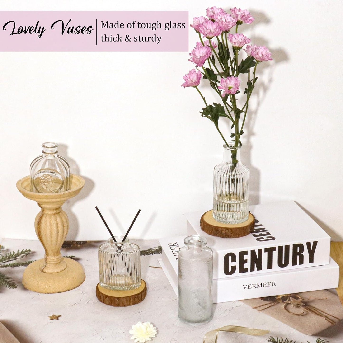Bud Vases Set Small Vintage Glass Bottles Bud Vases in Bulk Multiple Shape Glass / Clear / Set of 36