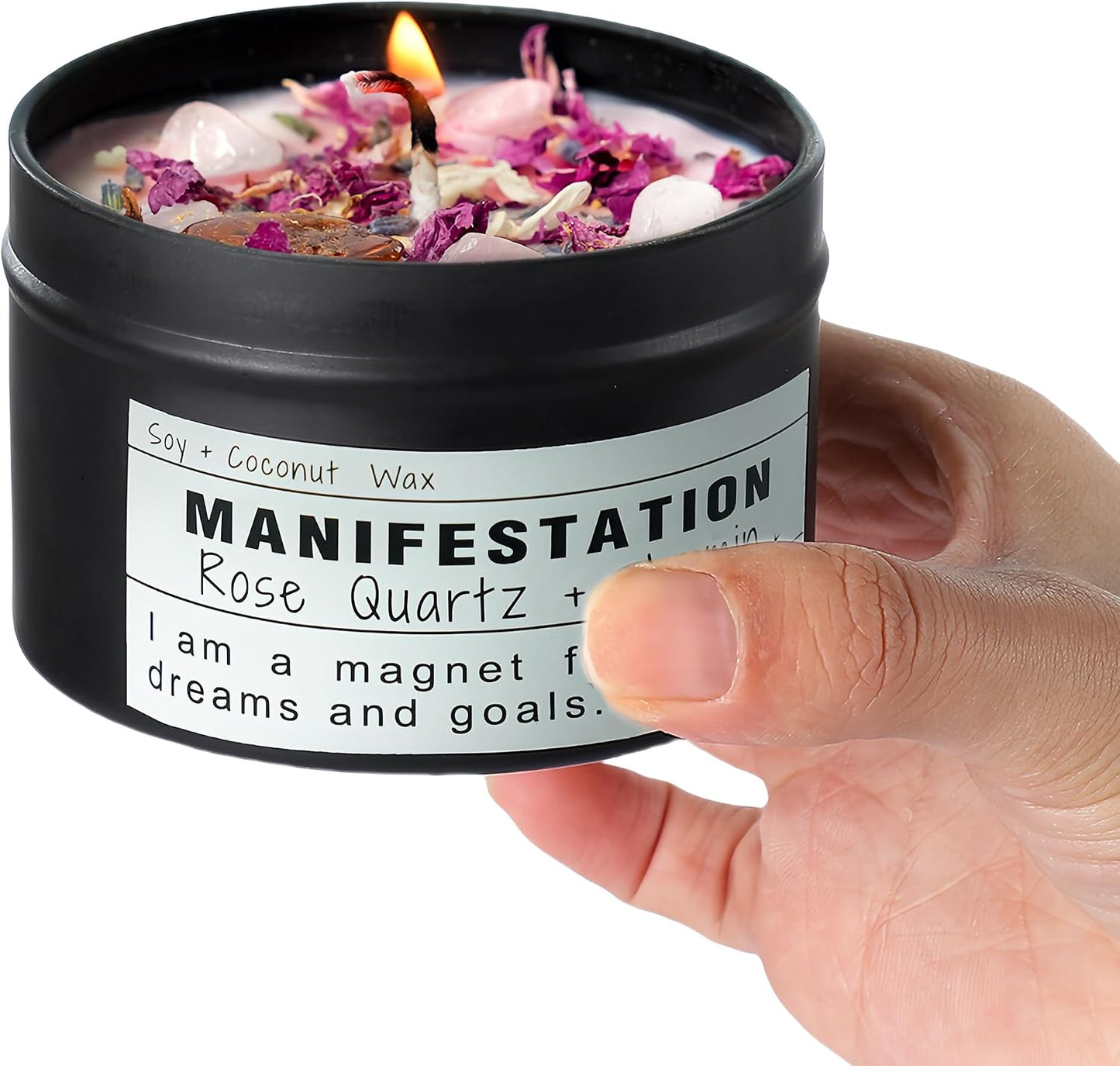 Crystal Soy Candles, Handmade Wishing Gifts, Wishing Law of Attraction, Moon Magic, Birthday Candle Gifts.