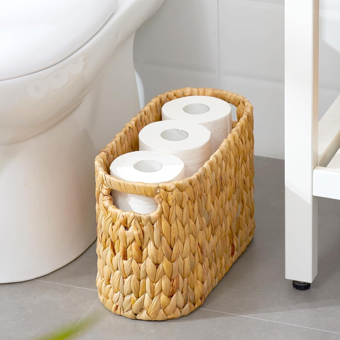 Water Hyacinth Wicker Storage Holder Toilet Paper / Natural / for 6 Rolls
