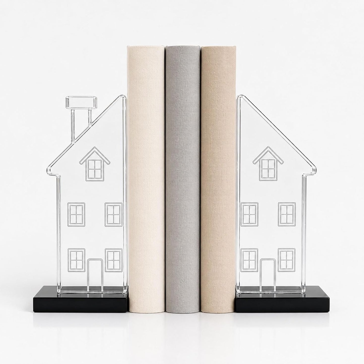 Decorative Glass Book Ends / Clear / Set of 2