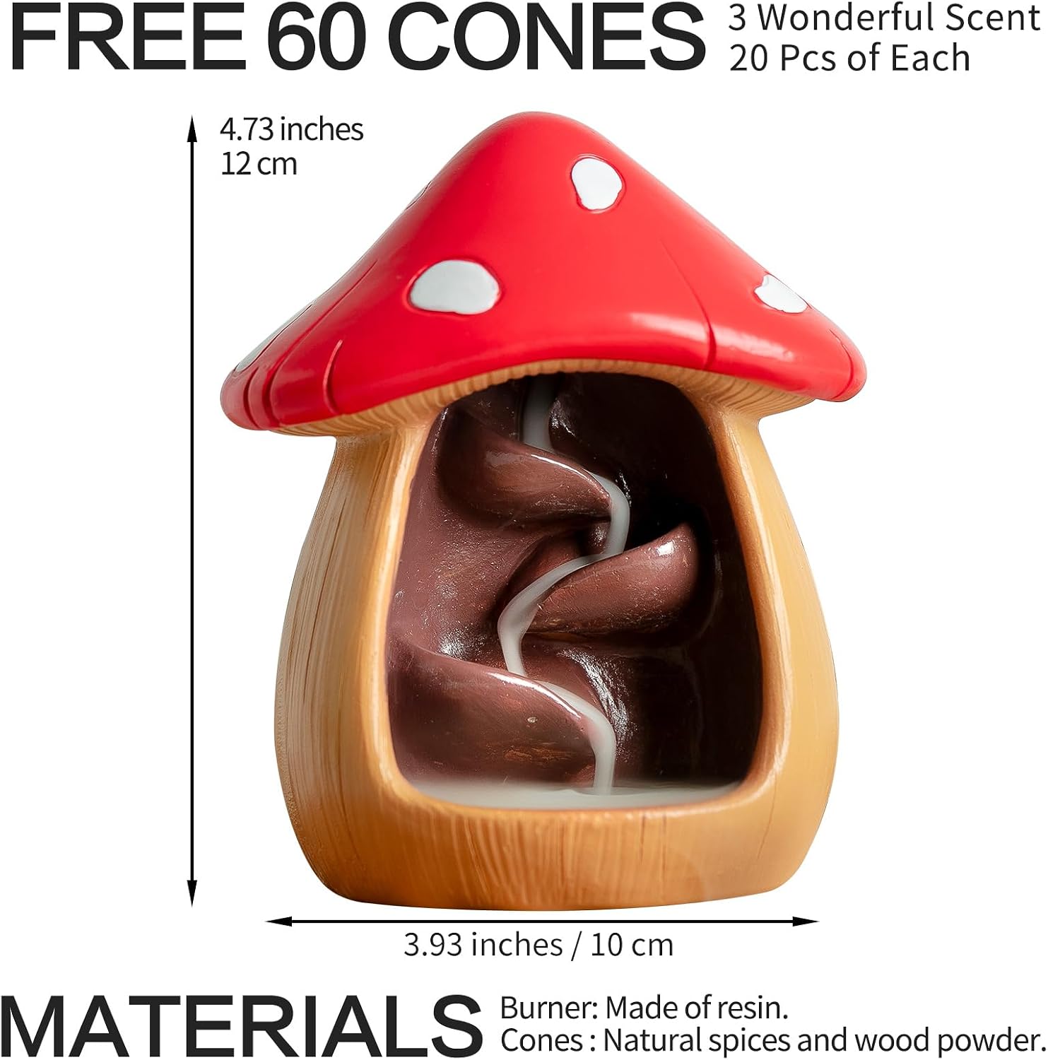 Mushroom Incense Holder / 60 Incense Cones