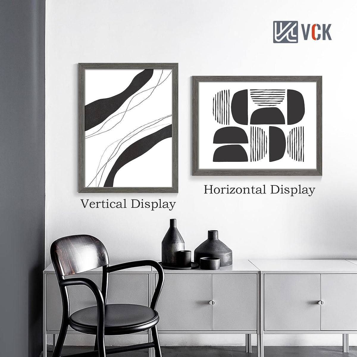 VCK 18x24 Frame Grey 4 Pack, Wide Thick Wood Border, for Concert Poster | Exclusive Woodgrain, Wall Hanging, HD