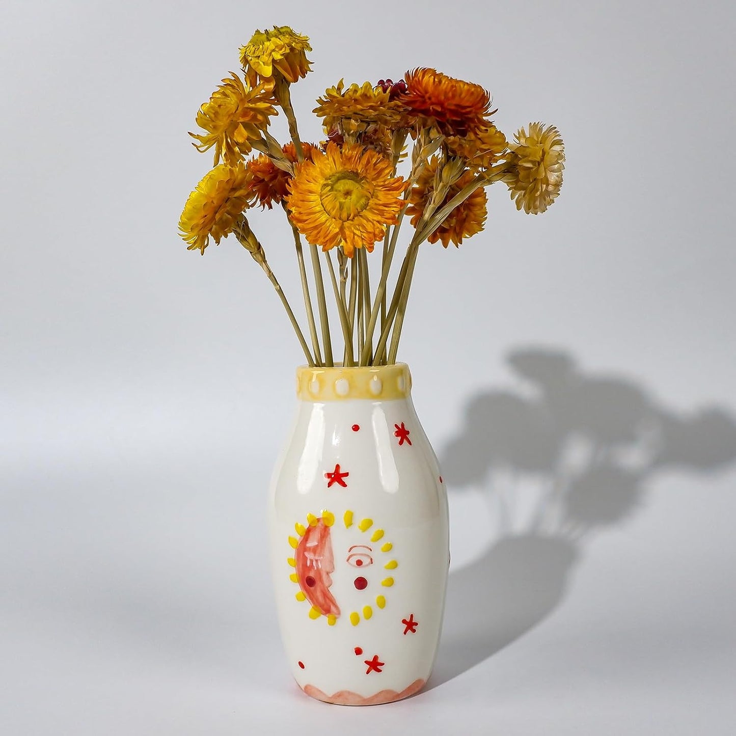 Boho Small Ceramic Bud Vase / Bohemian Vase / Cream