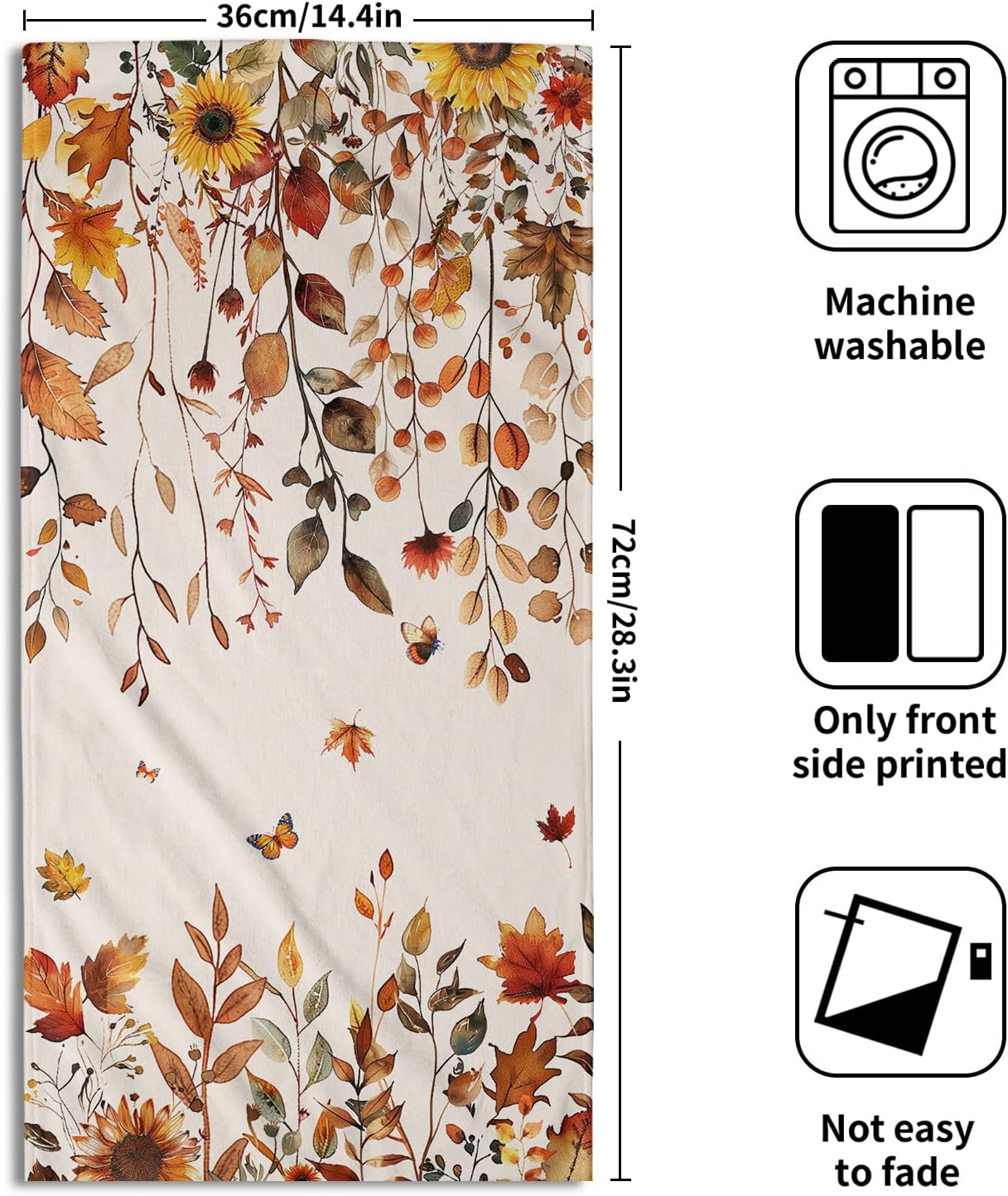 Giwawa Fall Maple Leaves Hand Towels Set of 2 Autumn Sunflower Dish Towel Soft Absorbent Guest Fingertip Bath Towel for