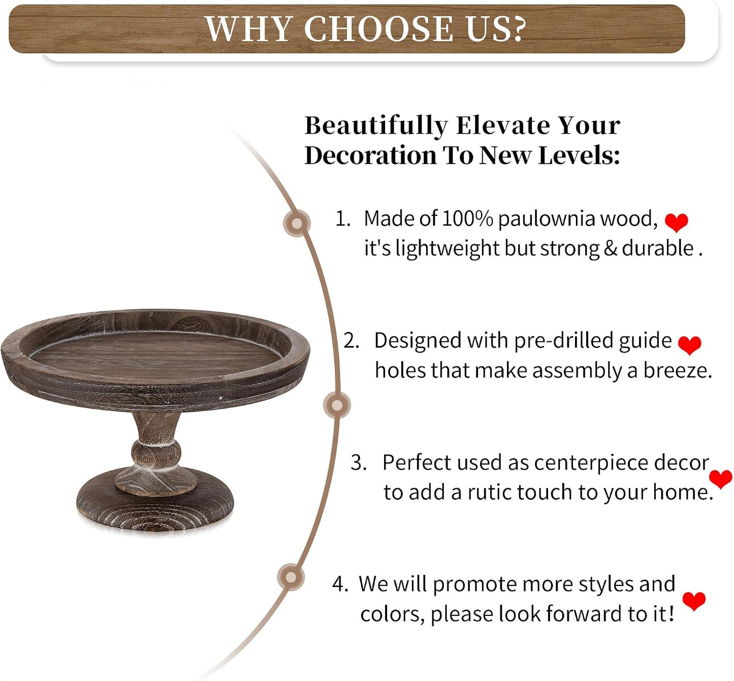 Rustic Wooden Risers Round Decorative Pedestal Plate Stand Holder Tray