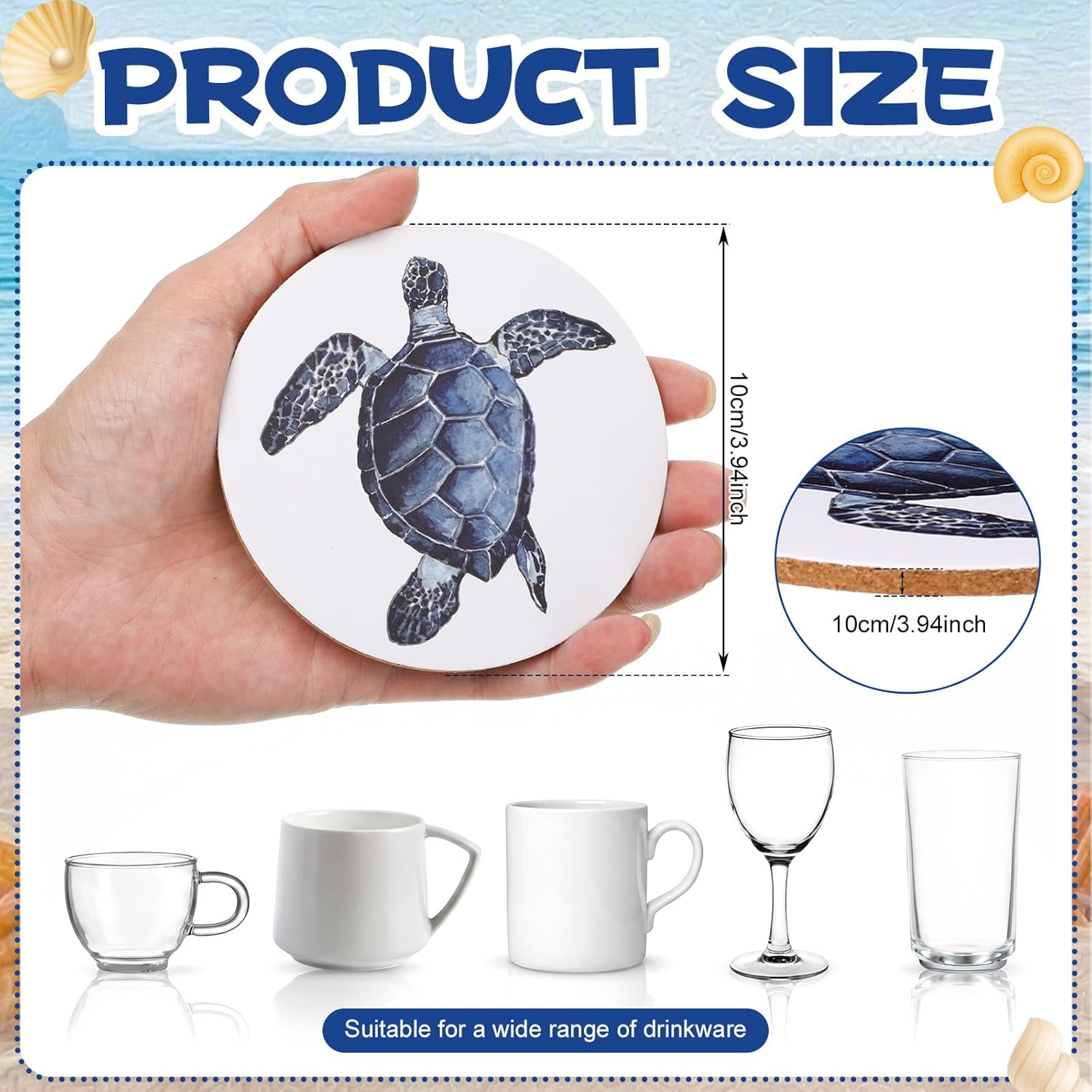 Coastal Coasters for Drinks Bulk Absorbent Ceramic Coaster / Set of 8