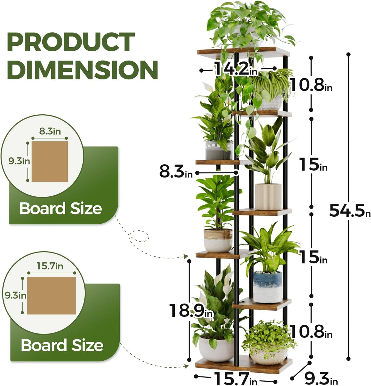 Bamworld Plant Stand 7 Tier Tall Shelf for Multiple Plants Brown | Tiered indoor shelf creates vertical display space