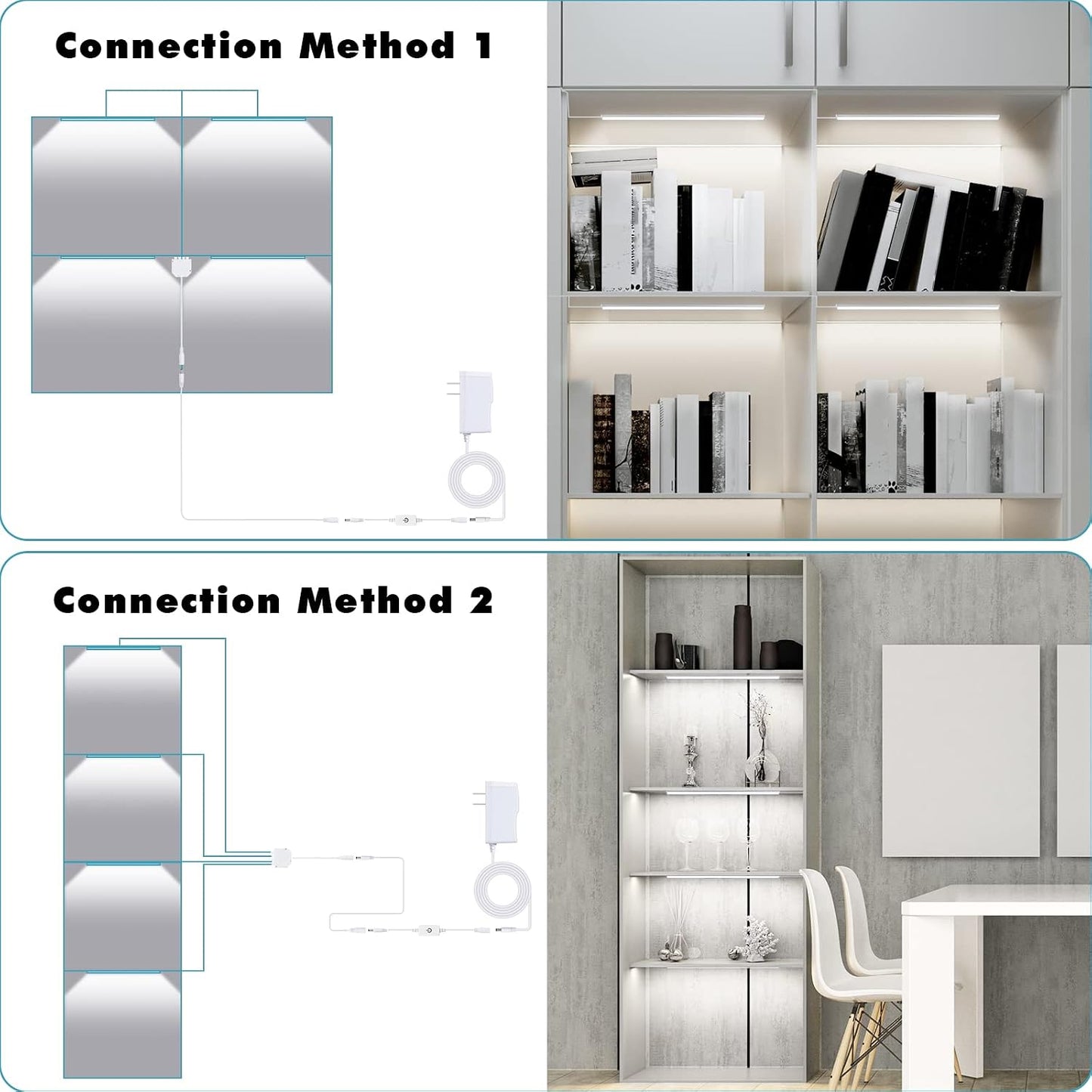 JUSJUBR Black Shell Display Case Lights, LED Lights for Display Case with Memory Function, 4x12 Inch Bookshelf