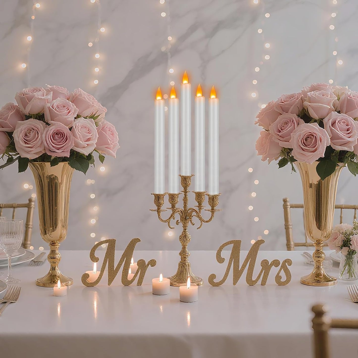wemarry Flameless Taper Candles 10" Dripless Battery Operated Taper Candles Included Remote Timer 400+ Hours by 2AA