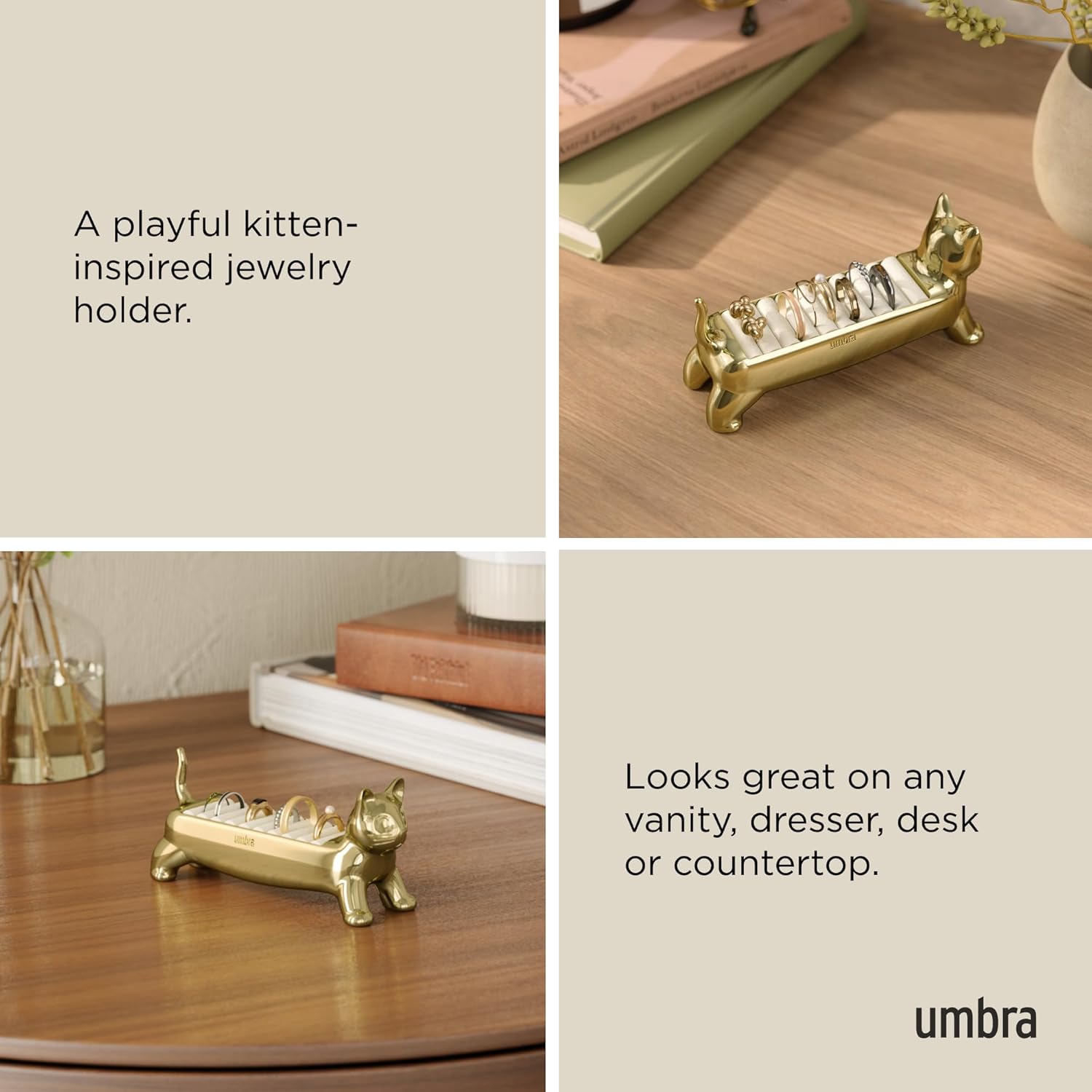 Ring Holder / Gift for Pet Kitty Kitten Lover / Gold / Ali Cat