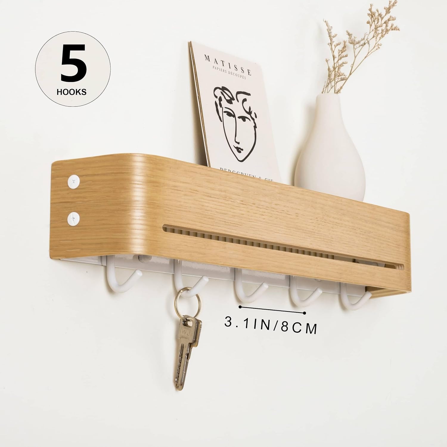 5 Retractable Hooks / Oak