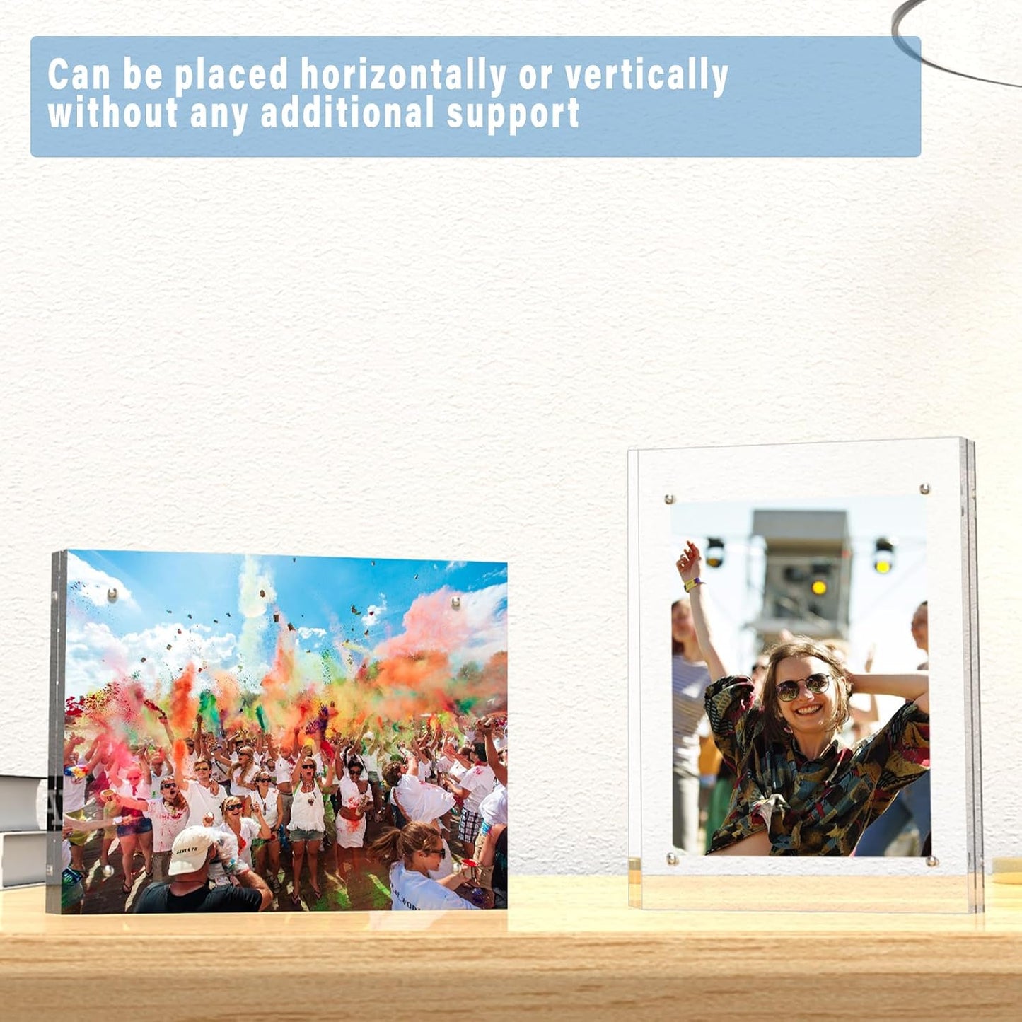 HELPLEX Acrylic Frame, 5 Pack 6x8 Acrylic Picture Frames, 24mm Thicker Frameless Clear Double Sided Magnetic Frame