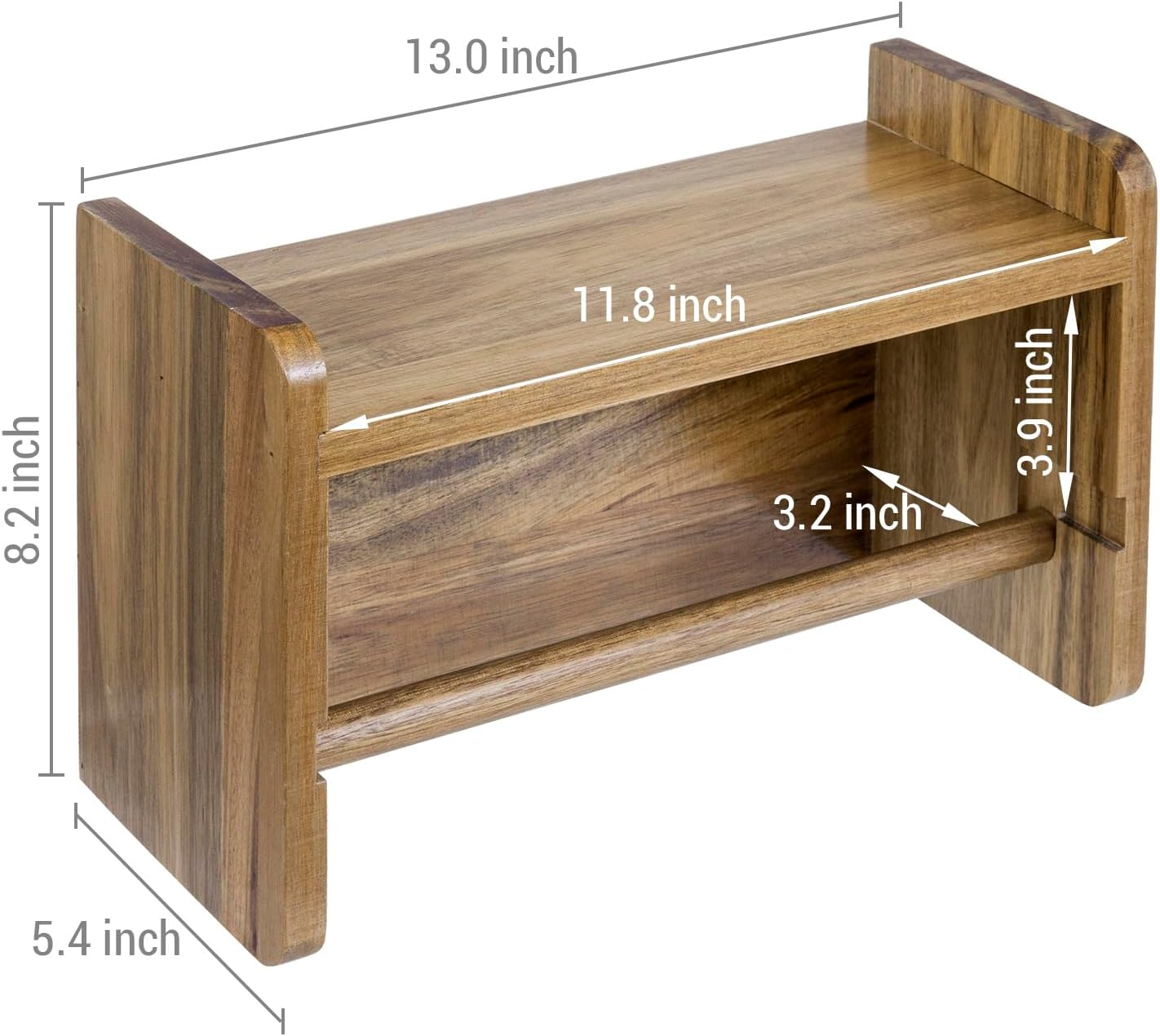MyGift Acacia Wood Paper Towel Holder with Shelf, Wall Mounted Rack | Top shelf stores spices, oils, and kitchen
