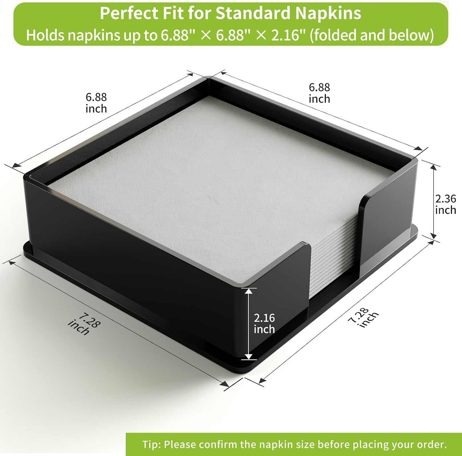 Acrylic Guest Towel Napkin Holder / Black / 7*7*2.4 Inch