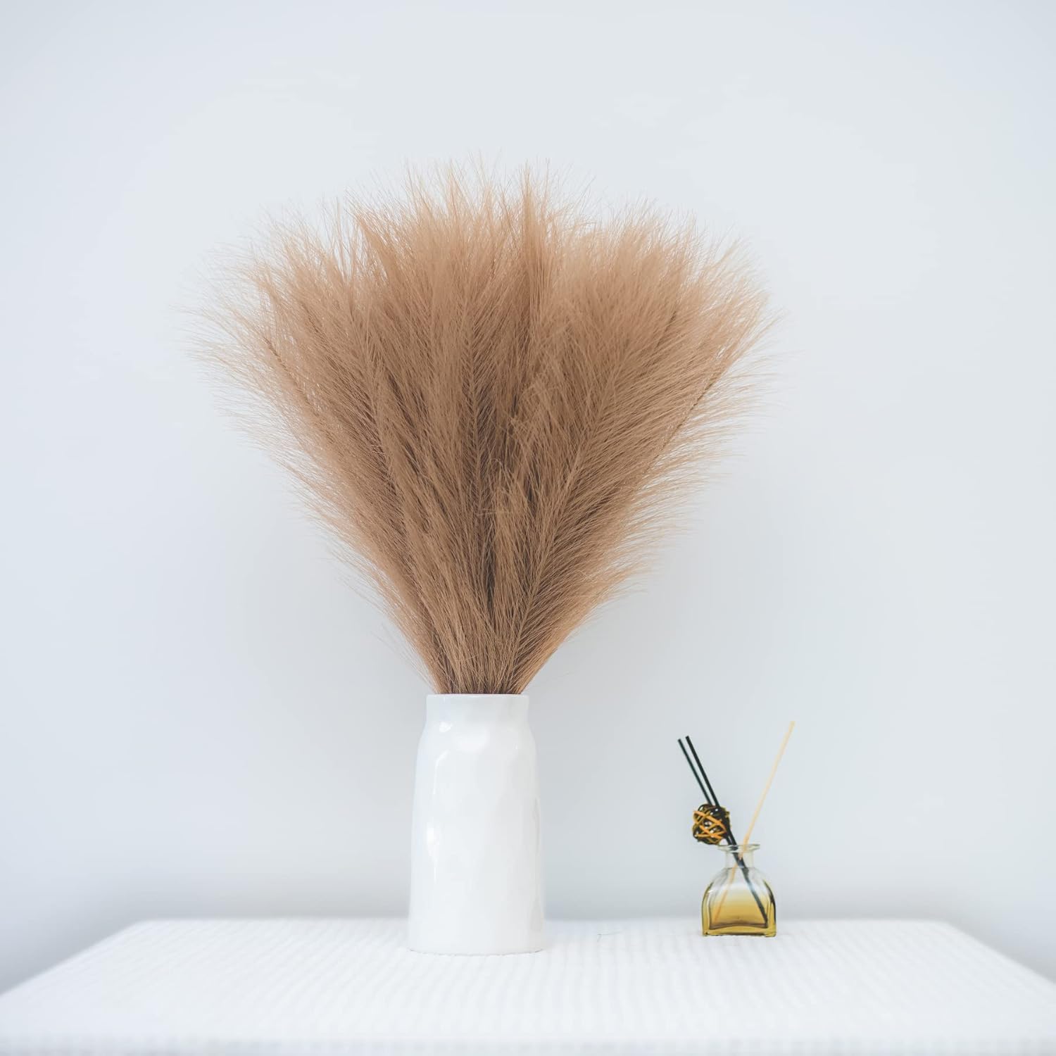 18"/45cm Artificial Pampas Grass Fluffy 6 Stem pompous Grass Flower Arrangement for Boho / Taupe
