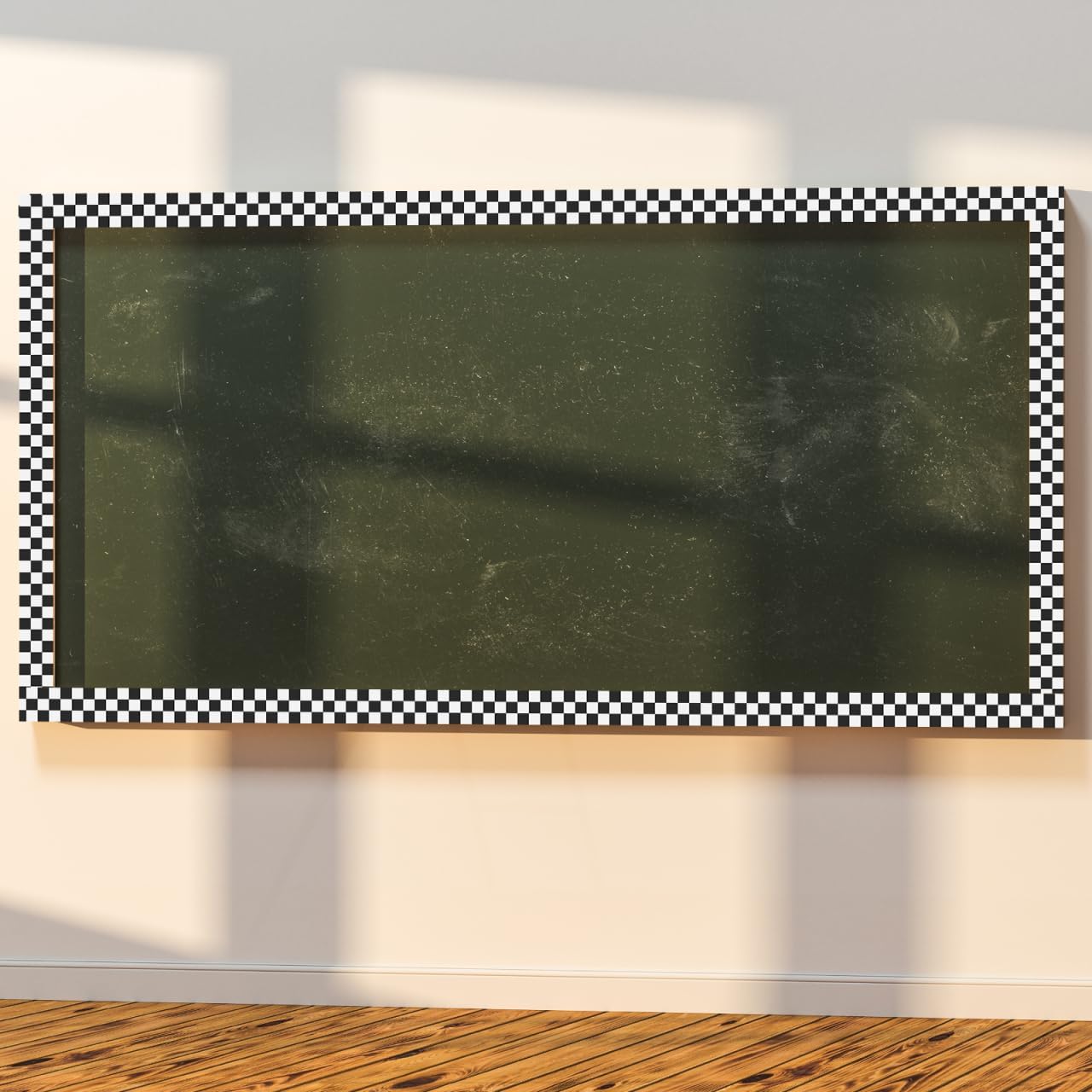 Checkered Bathroom Wall Sticker Bulletin Board Border Self Adhesive Vinyl Decorative Trim / 94 Inch