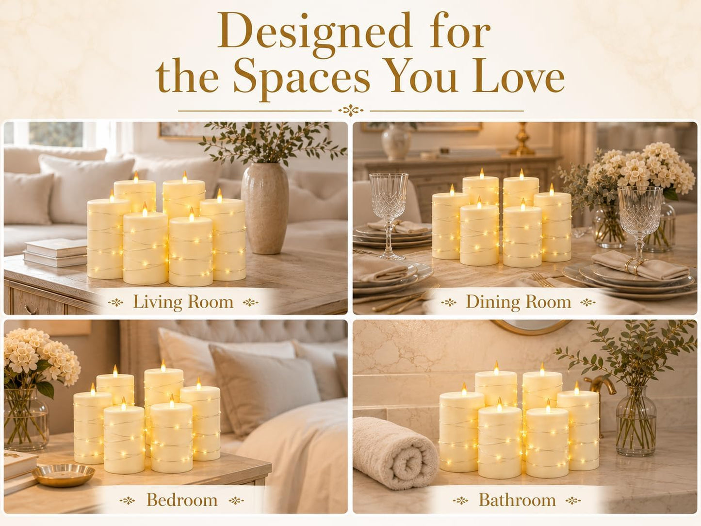 Upinmz 6 Pack Flameless LED Pillar Candles, Battery Operated Flickering Plastic Candles with Remote & Timer, Set for