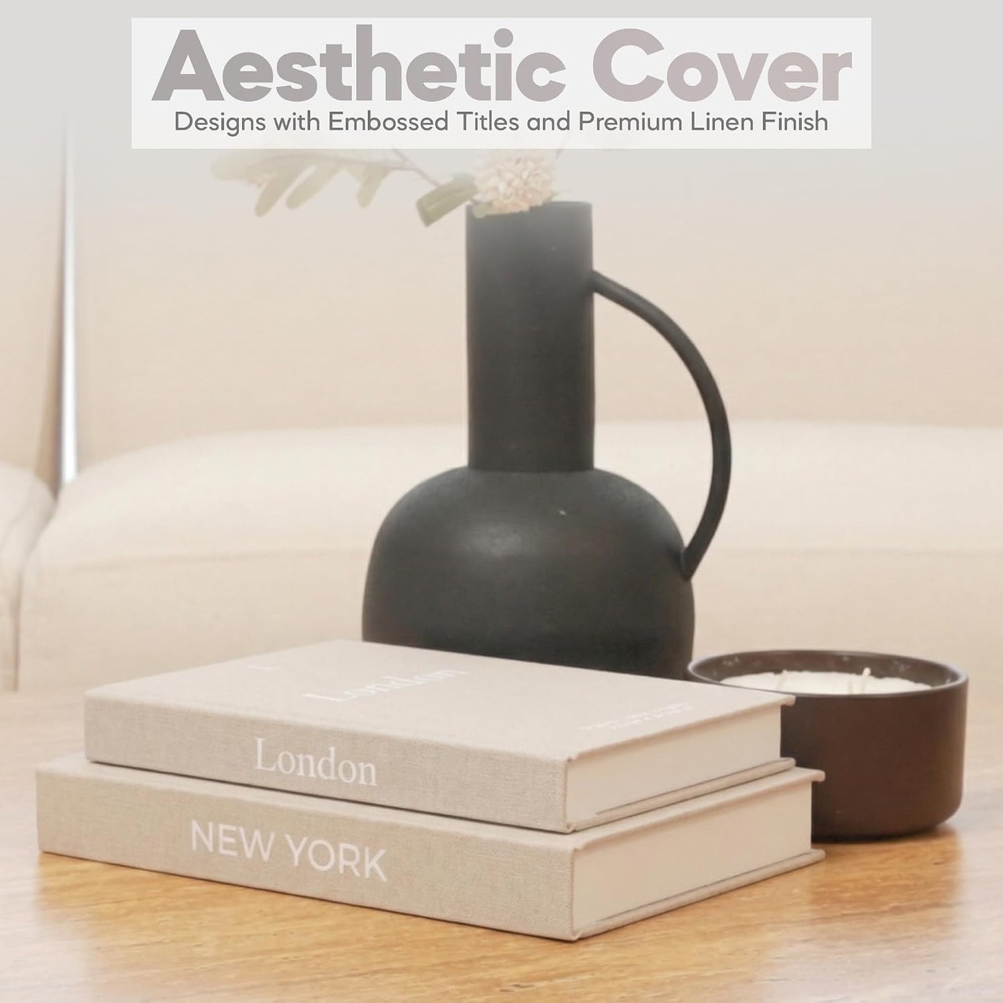 Faux Book Storage Box / Mocha/mocha / Modern / Beige / Set of 2