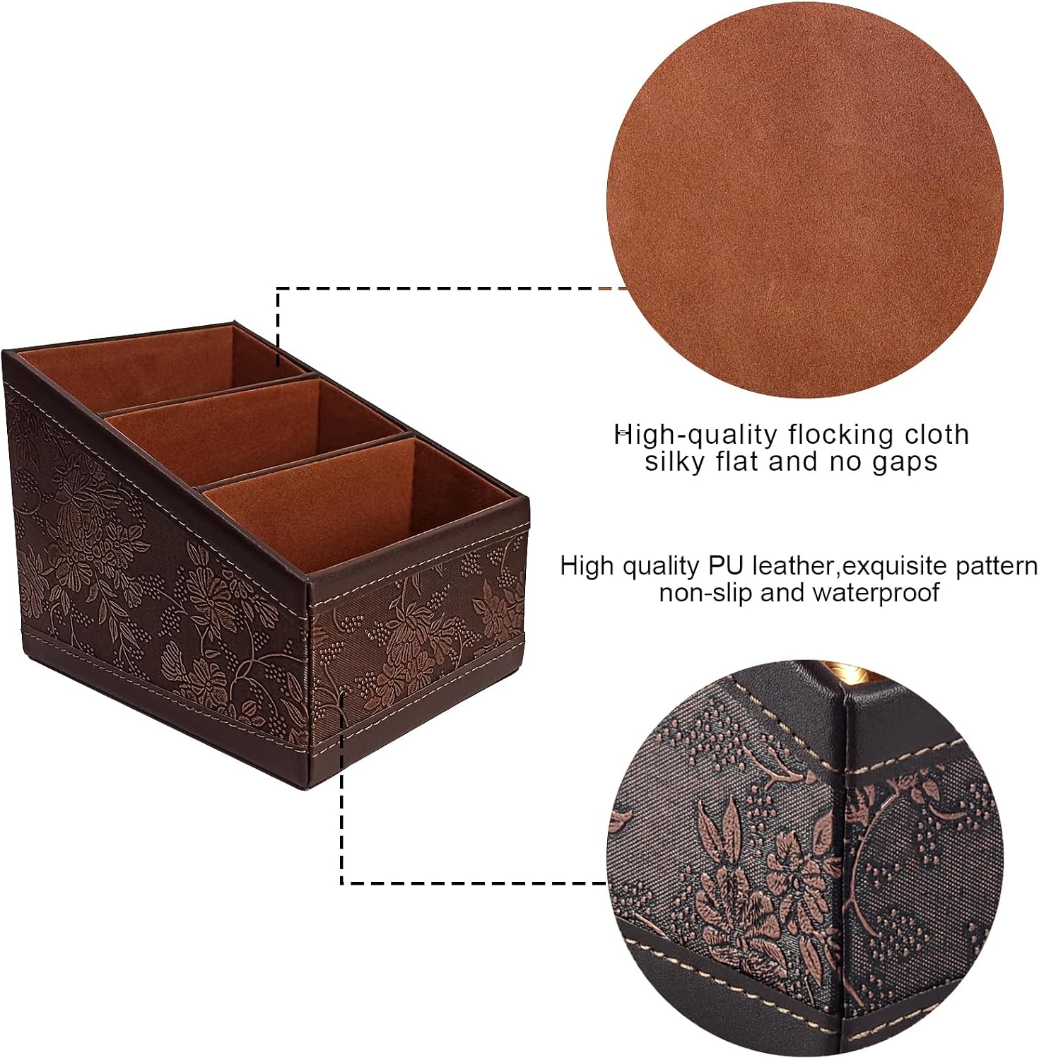 PU Leather TV Remote Control Holder / Brown