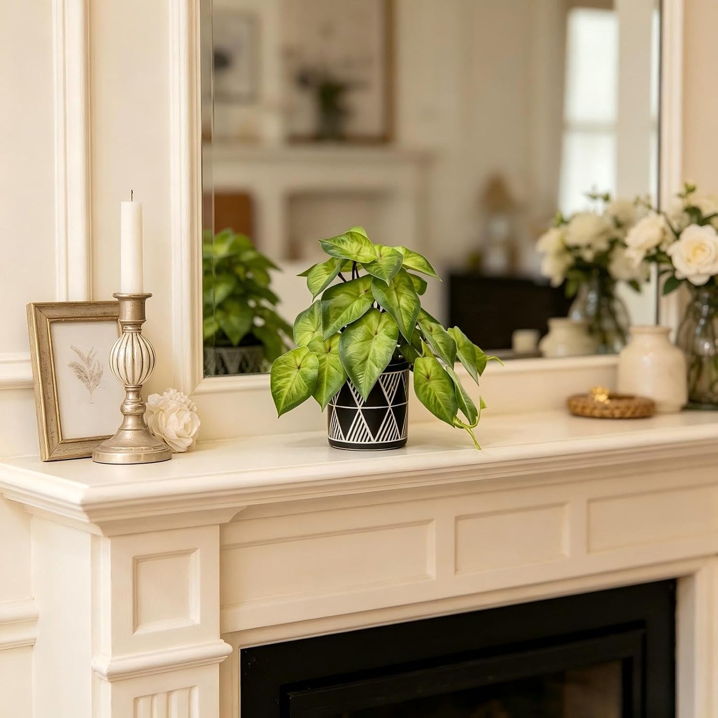 Faux Plant Decor Potted Artificial Small Greenery Ivy Leaves Plants / Ivy Leaf / Black