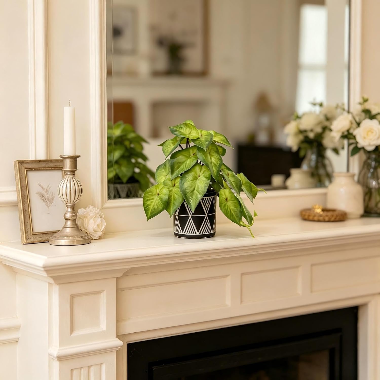 Faux Plant Decor Potted Artificial Small Greenery Ivy Leaves Plants / Ivy Leaf / Black