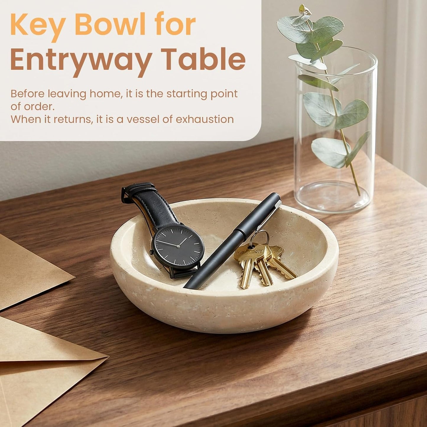 7.8" Modern Home Decor Key Bowl for Entryway / Natural