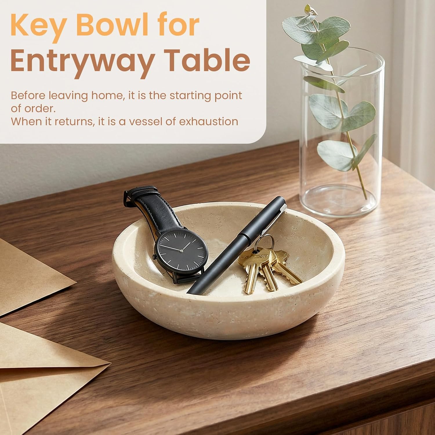 7.8" Modern Home Decor Key Bowl for Entryway / Natural