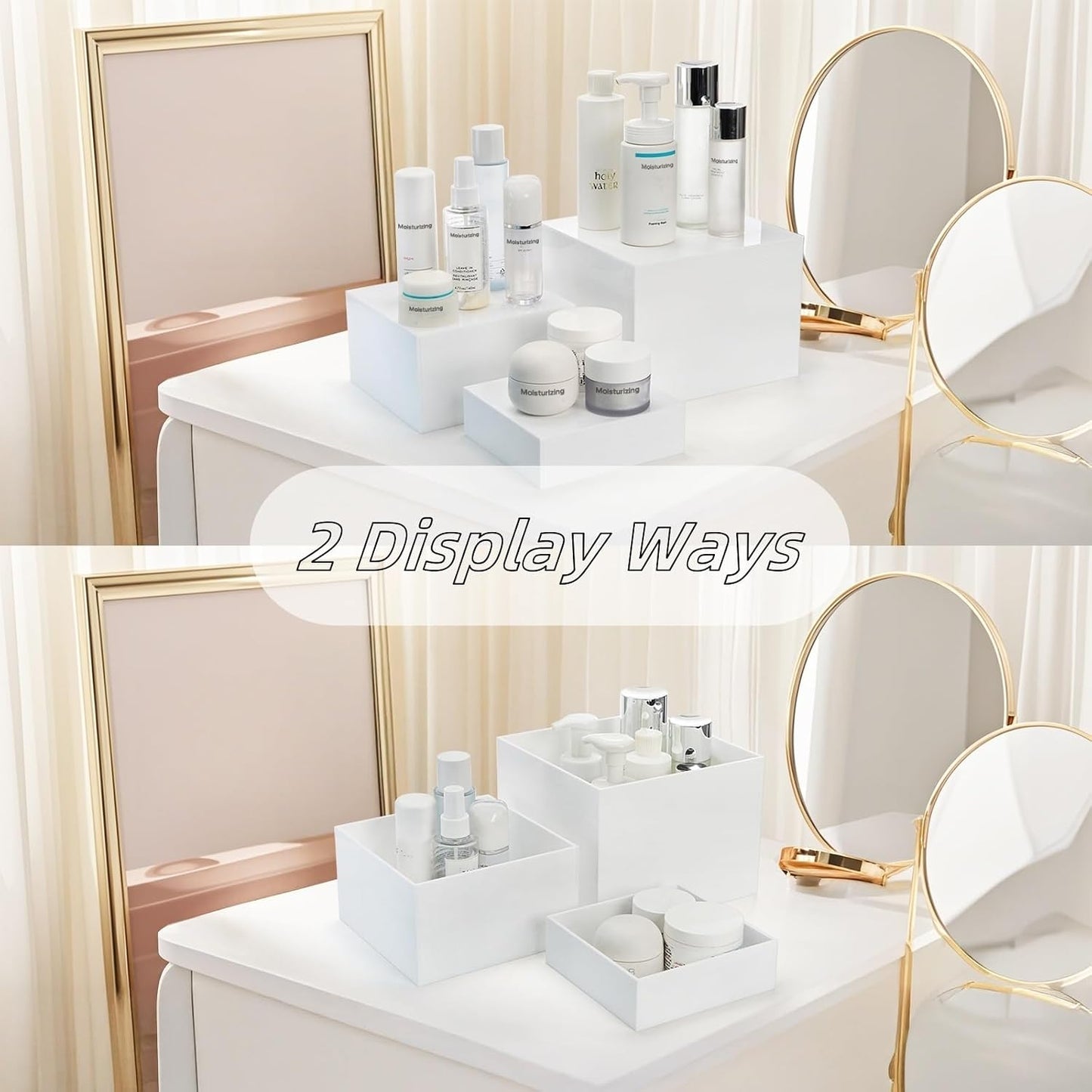 6/7/ Small Glossy Buffet Riser Food Display Stand / White / 8 Inch / Set of 3