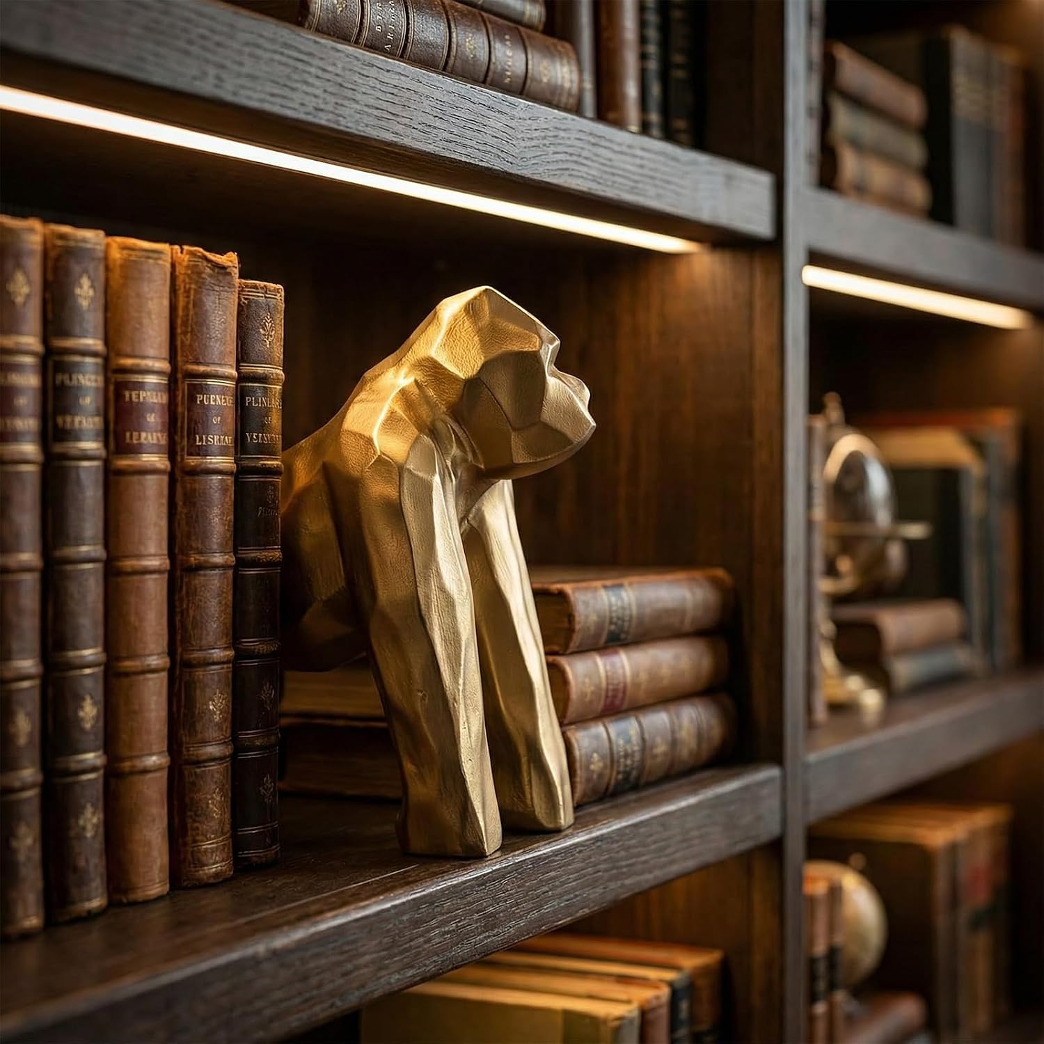 Golden Gorilla Statue / Abstract Art Resin Sculpture